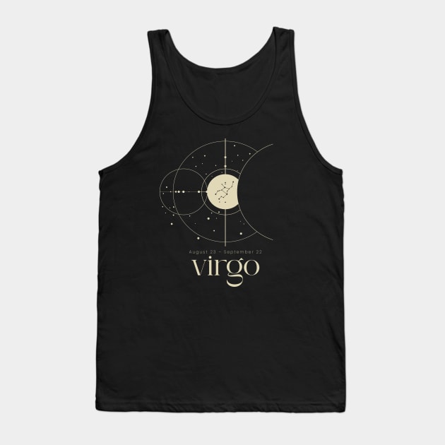 Aesthetic Virgo Zodiac Sign Minimalist Tank Top by Vermint Studio